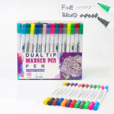 Dual Tip Maker Pen Graffiti Painting Pen ,Colorful Ink Gen Manga Anime Watercolor Pen For Coloring Books Manga Comic Calligraphy