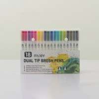 18 Colors 0.4mm Fineliner Water based ink Dual Head Sketch Markers Brush Pen